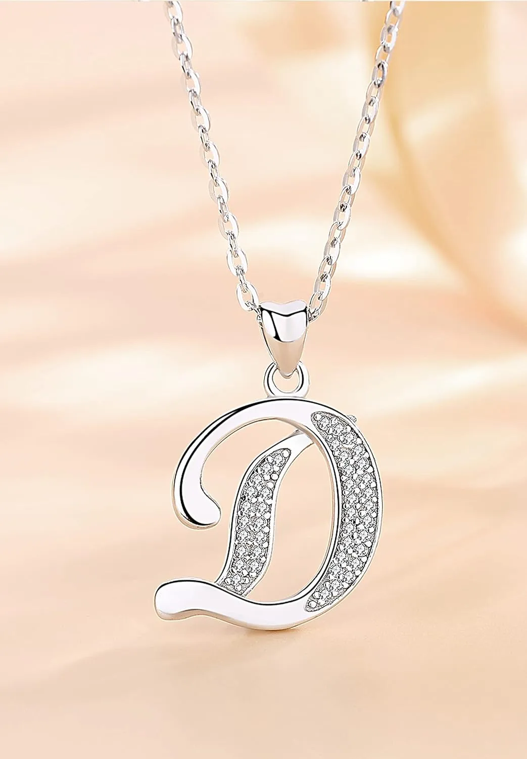 AEONSLOVE 925 Sterling Silver Initial Necklaces for Women, 26 Letters Pendants Necklace Gift for Mother, Daughter, Wife, 18 Inch Chain