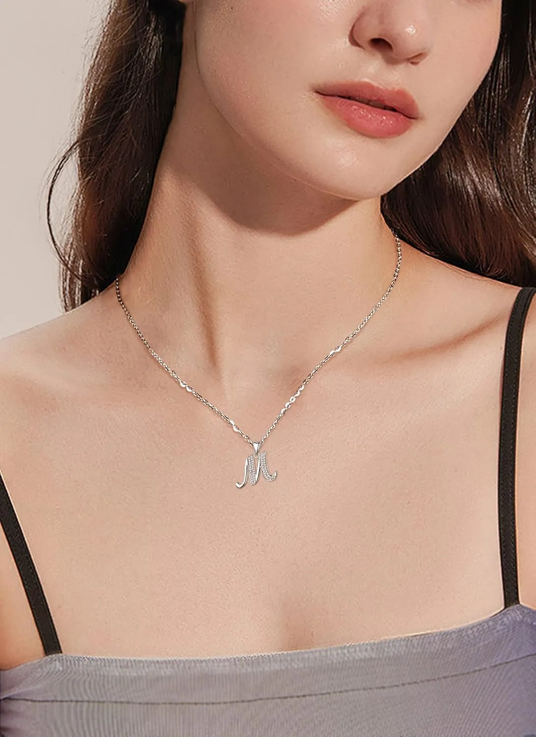 AEONSLOVE 925 Sterling Silver Initial Necklaces for Women, 26 Letters Pendants Necklace Gift for Mother, Daughter, Wife, 18 Inch Chain