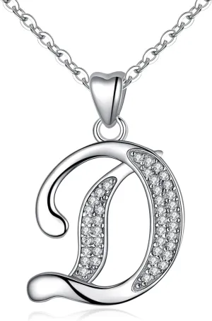 AEONSLOVE 925 Sterling Silver Initial Necklaces for Women, 26 Letters Pendants Necklace Gift for Mother, Daughter, Wife, 18 Inch Chain