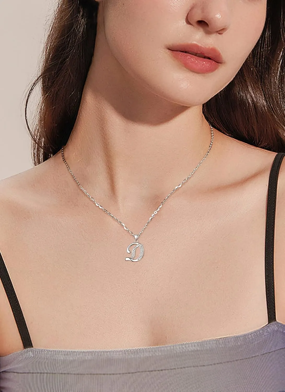 AEONSLOVE 925 Sterling Silver Initial Necklaces for Women, 26 Letters Pendants Necklace Gift for Mother, Daughter, Wife, 18 Inch Chain