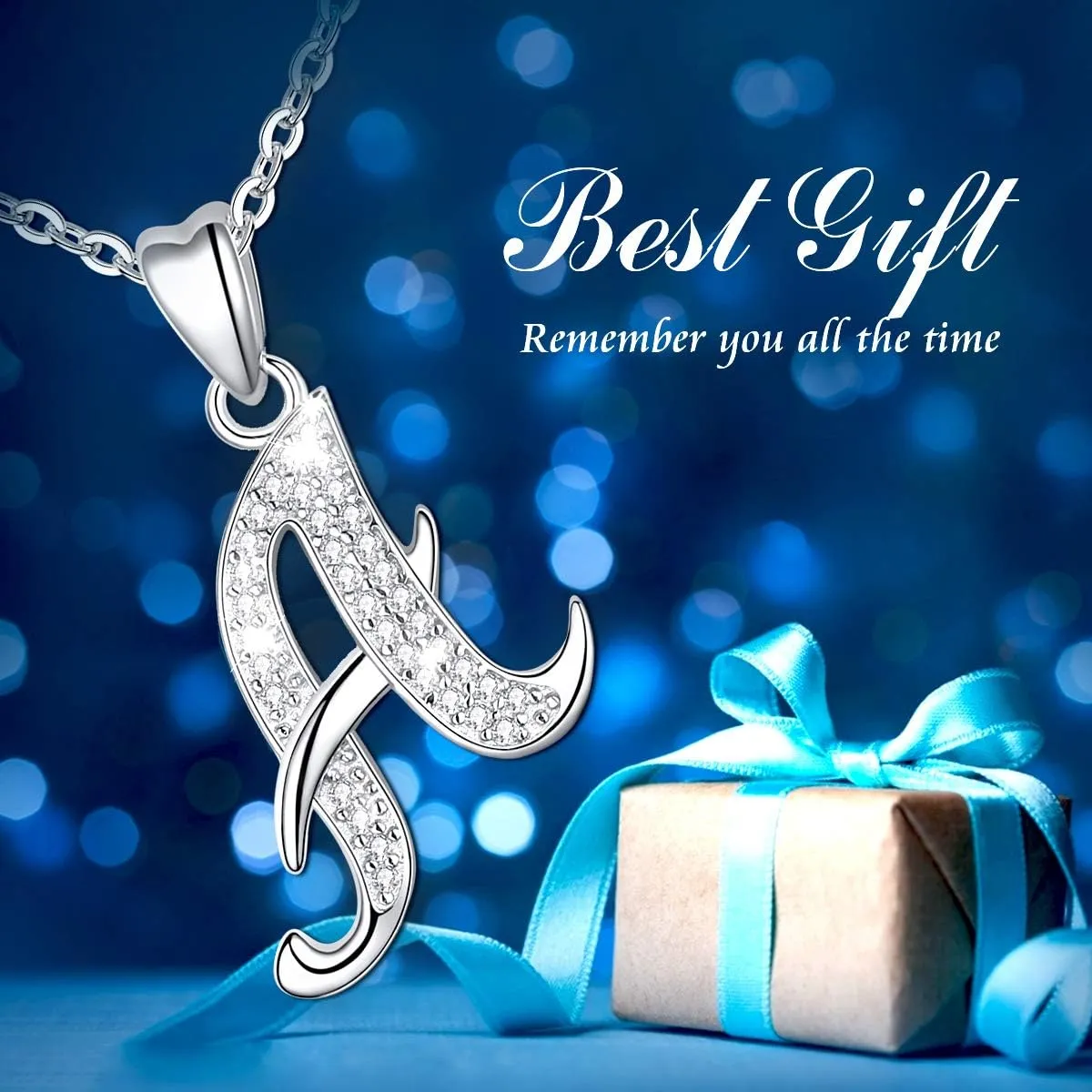 AEONSLOVE 925 Sterling Silver Initial Necklaces for Women, 26 Letters Pendants Necklace Gift for Mother, Daughter, Wife, 18 Inch Chain