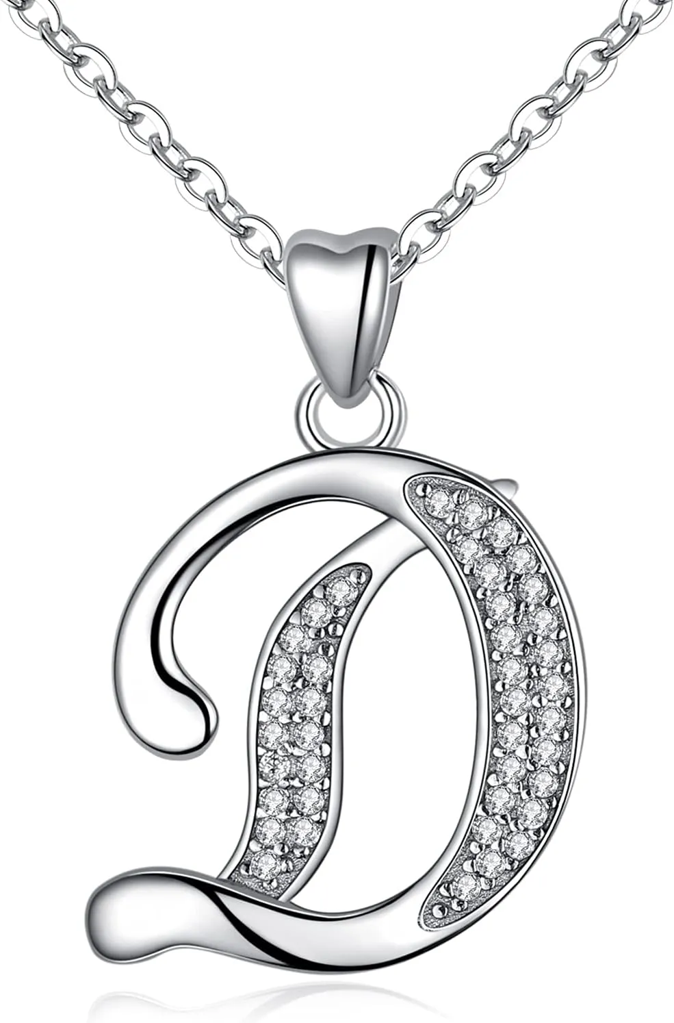 AEONSLOVE 925 Sterling Silver Initial Necklaces for Women, 26 Letters Pendants Necklace Gift for Mother, Daughter, Wife, 18 Inch Chain