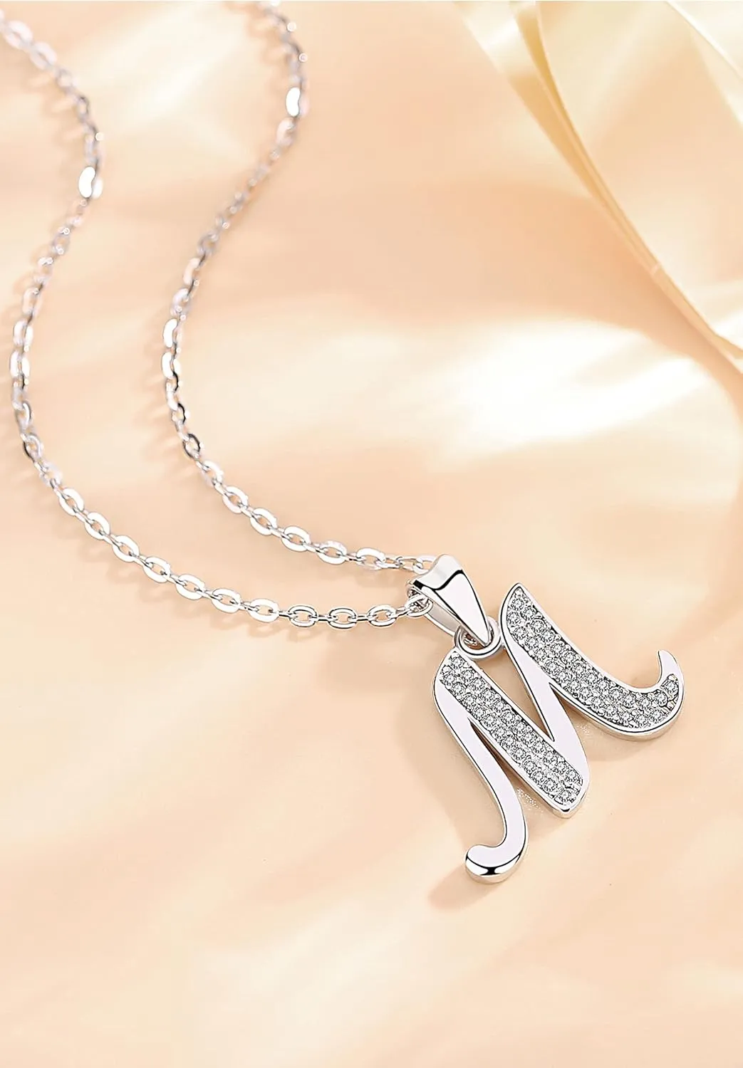 AEONSLOVE 925 Sterling Silver Initial Necklaces for Women, 26 Letters Pendants Necklace Gift for Mother, Daughter, Wife, 18 Inch Chain