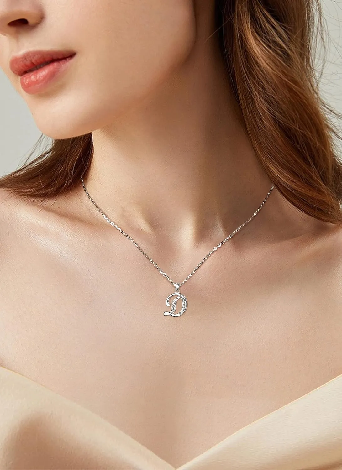 AEONSLOVE 925 Sterling Silver Initial Necklaces for Women, 26 Letters Pendants Necklace Gift for Mother, Daughter, Wife, 18 Inch Chain