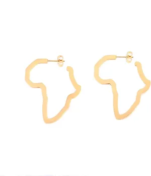 African Map Earrings for Women Stainless Steel Gold Silver Geometric Hollow out Stud Earrings African Continent Map Drop Dangle Earrings Minimalist Boho Statement Jewelry