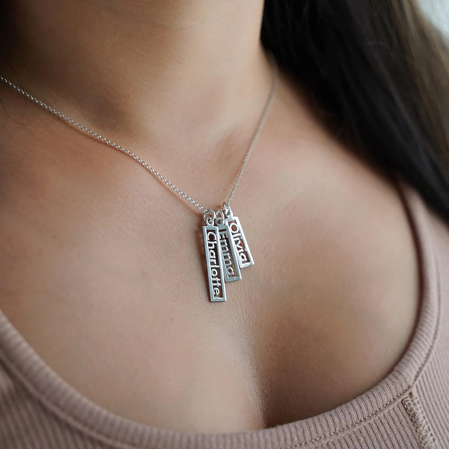 AJ's Collection Personalized Necklace Open Triple Name Sterling Silver or 14k Gold Plate over Sterling Silver