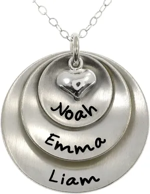 AJ's Collection Personalized Sterling Silver Lucky Three Necklace - with 3 Custom names or words of your choice. Includes Sterling Silver Cable Chain