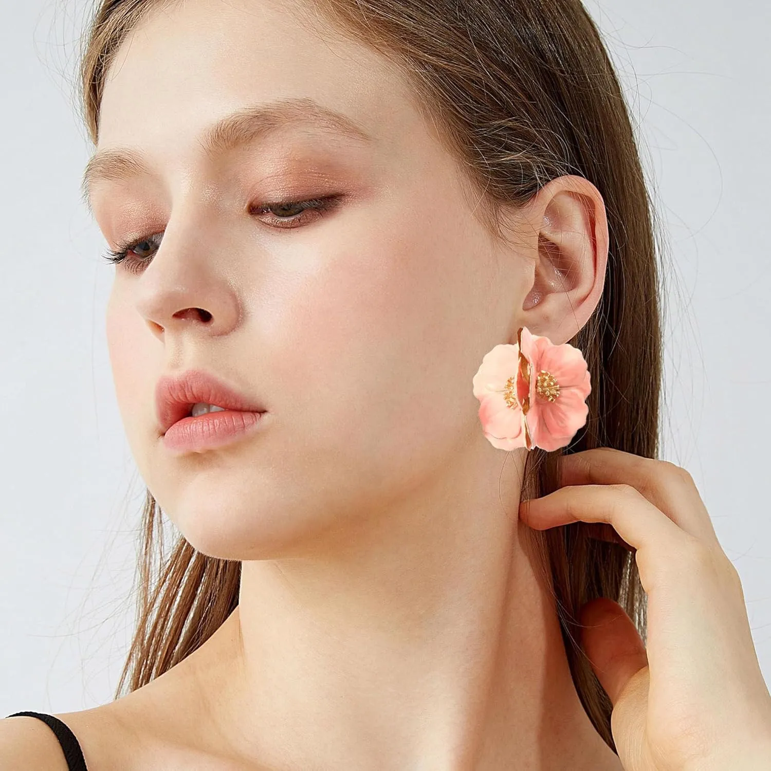 Alloy Flower Ball Earrings Flower Floral Statement Stud Earrings Jewelry Gift for Women