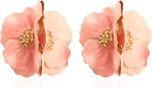 Alloy Flower Ball Earrings Flower Floral Statement Stud Earrings Jewelry Gift for Women