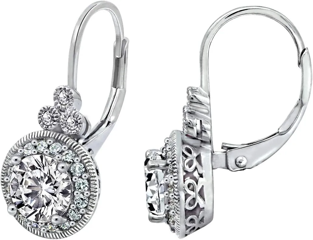 Amazon Essentials Platinum or Gold Plated Infinite Elements Zirconia Vintage Drop Earrings , (previously Amazon Collection)
