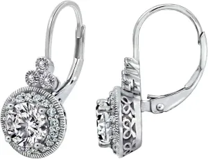 Amazon Essentials Platinum or Gold Plated Infinite Elements Zirconia Vintage Drop Earrings , (previously Amazon Collection)