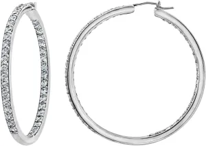 Amazon Essentials Platinum or Gold Plated Sterling Silver Inside-Out Hoop Earrings made with Infinite Elements Zirconia, (previously Amazon Collection)
