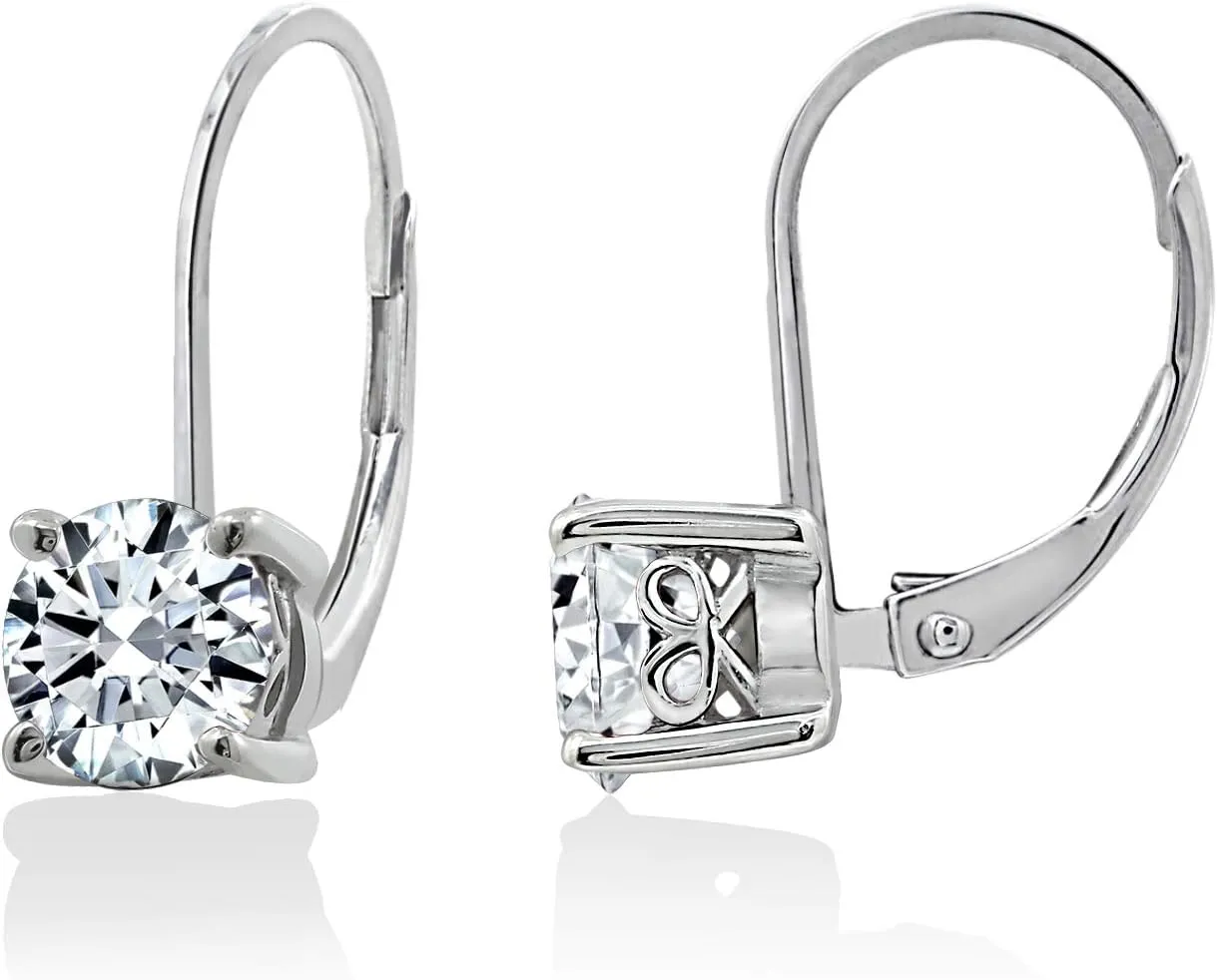 Amazon Essentials Platinum-Plated Sterling Silver Infinite Elements Zirconia Leverback Earrings (previously Amazon Collection)