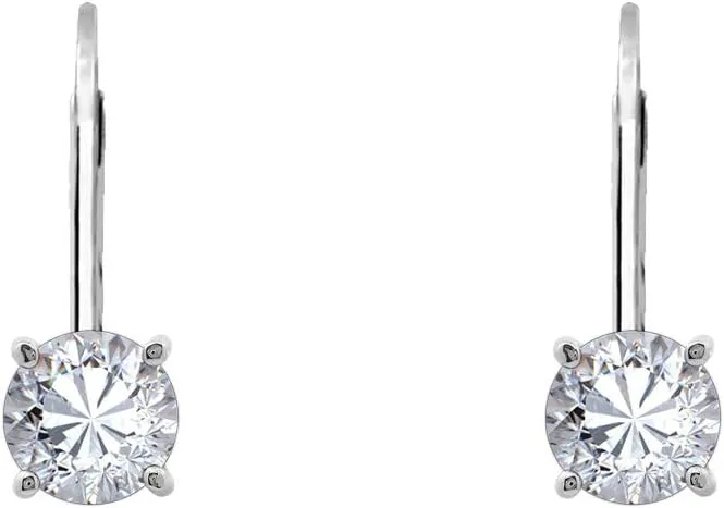 Amazon Essentials Platinum-Plated Sterling Silver Infinite Elements Zirconia Leverback Earrings (previously Amazon Collection)