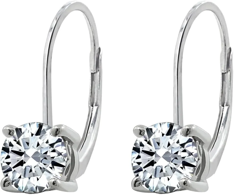 Amazon Essentials Platinum-Plated Sterling Silver Infinite Elements Zirconia Leverback Earrings (previously Amazon Collection)