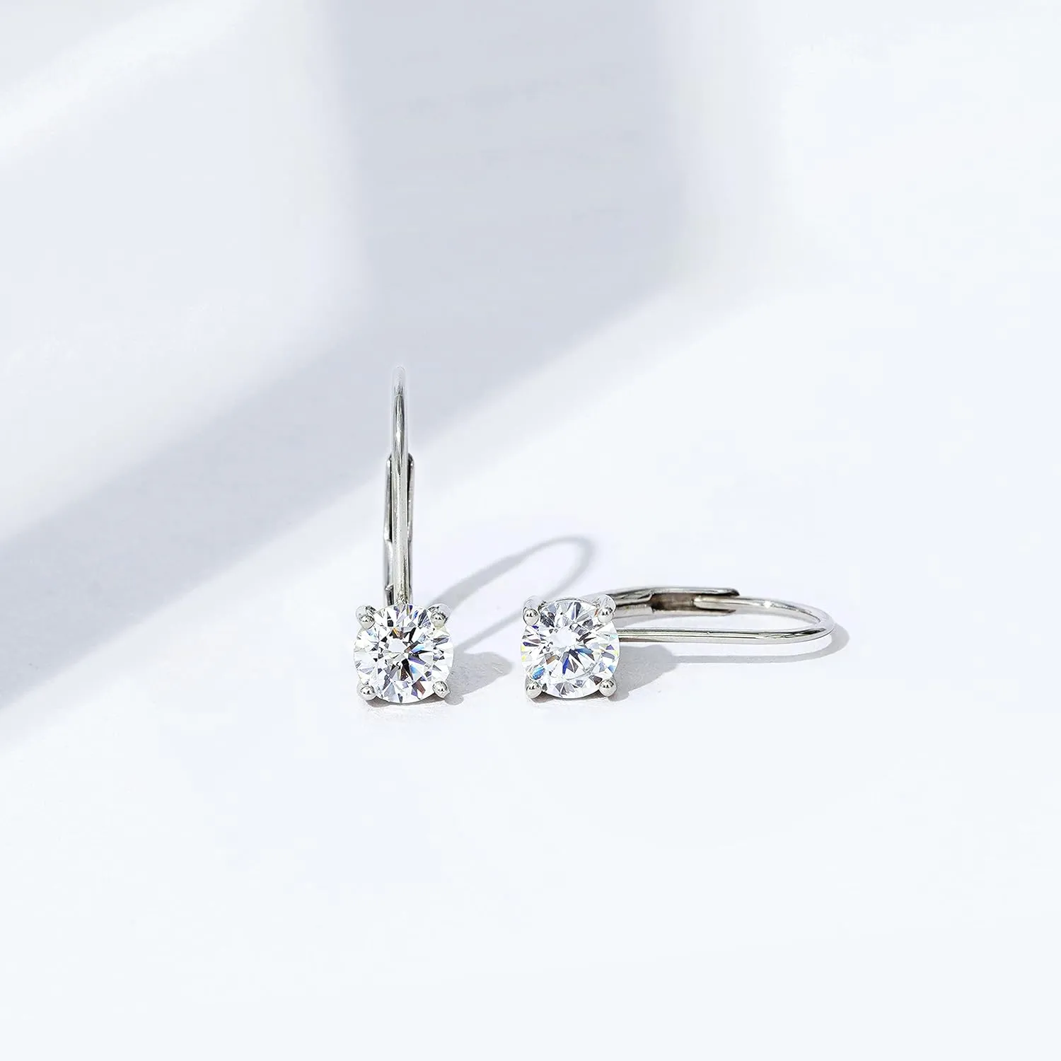 Amazon Essentials Platinum-Plated Sterling Silver Infinite Elements Zirconia Leverback Earrings (previously Amazon Collection)