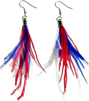American Patriotic Tassels Earrings American Flag Glitter Red White and Blue Teardrop Leather Earrings for Women 4th of July Independence Memorial Day Dangle Earring Decor Accessories