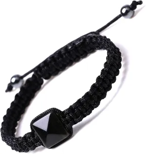 Amethyst Rainbow Adjustable Bracelet Handmade Braided Friendship String Bracelets Rose Quartz Pyramid Bohemian Bracelet Gift for Women Men