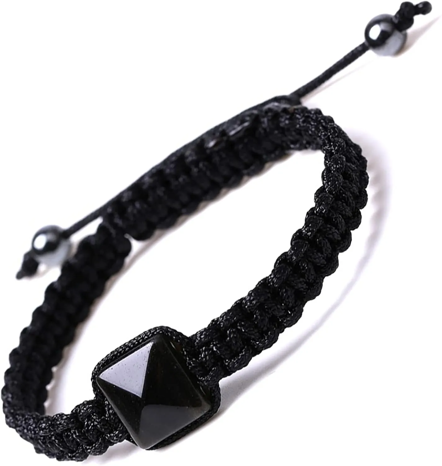Amethyst Rainbow Adjustable Bracelet Handmade Braided Friendship String Bracelets Rose Quartz Pyramid Bohemian Bracelet Gift for Women Men
