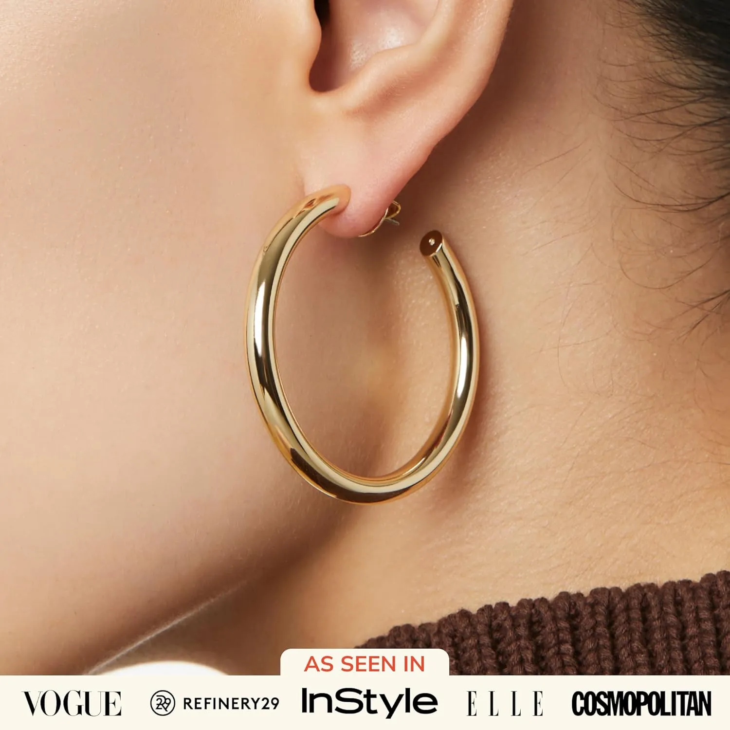 Ana Luisa Tia Medium & Small Gold Hoop Earrings for Women - Chunky 14K Gold Plated Hoops for a Bold Look - Hypoallergenic, Water-Resistant, Tarnish-Free - Stylish and Elegant Everyday Jewelry Earrings