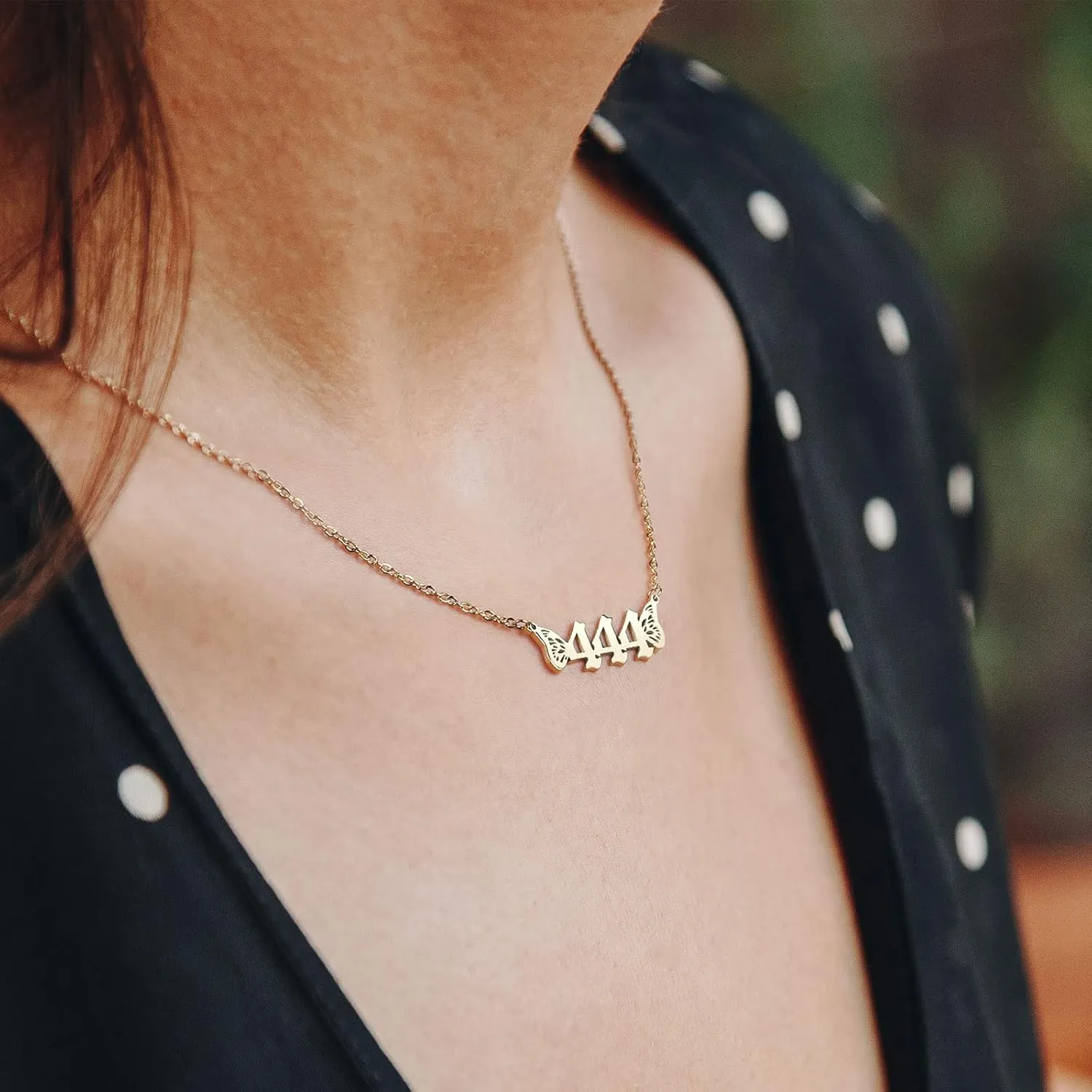 Angle Number Necklace For Women, 18K Gold Plated 111,222,333,444,555,666,777,888,999 Butterfly Wings Pendants Choker Numerology Jewelry