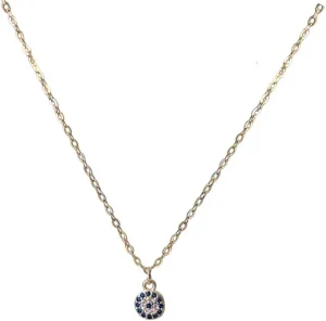 Annika Bella Blue Cubic Zirconia Necklace, Gold Chain for Women, Circle Round Charm Necklaces, Mothers Day Gift, Gift for Her
