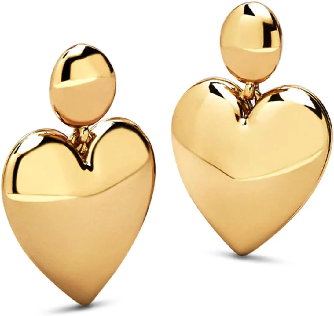 AoJun Gold Drop Dangle Earrings for Women,14K Gold Plated S925 Sterling Silver Post Hoop Earrings Hypoallergenic Earrings for Women Dangle Earrings (E Gold- heart drop)
