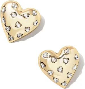 AoJun Gold Drop Dangle Earrings for Women,14K Gold Plated S925 Sterling Silver Post Hoop Earrings Hypoallergenic Earrings for Women Dangle Earrings (E Gold-heart statement stud earrings)