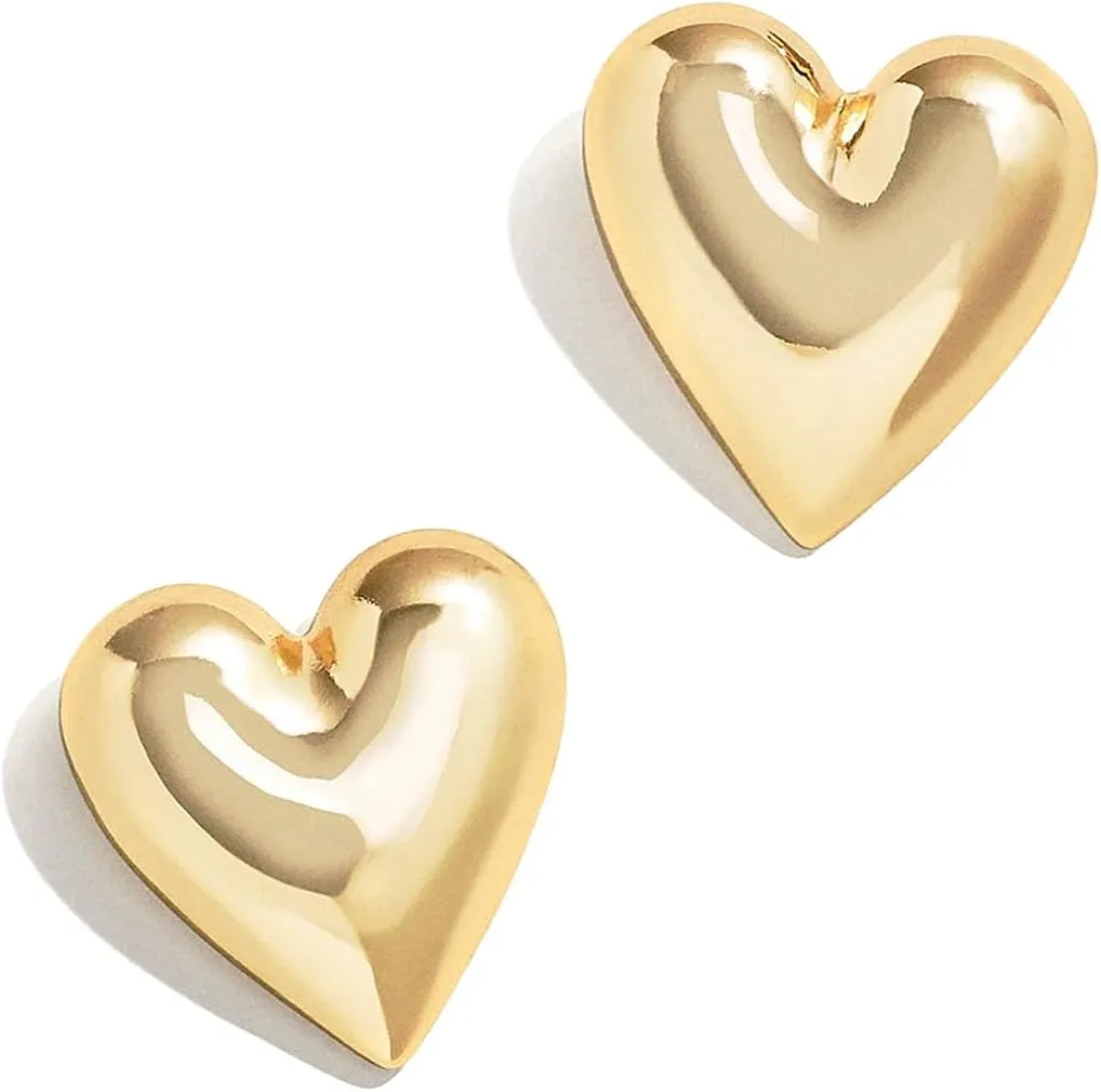 AoJun Gold Drop Dangle Earrings for Women,14K Gold Plated S925 Sterling Silver Post Hoop Earrings Hypoallergenic Earrings for Women Dangle Earrings (E Gold- heart studs)
