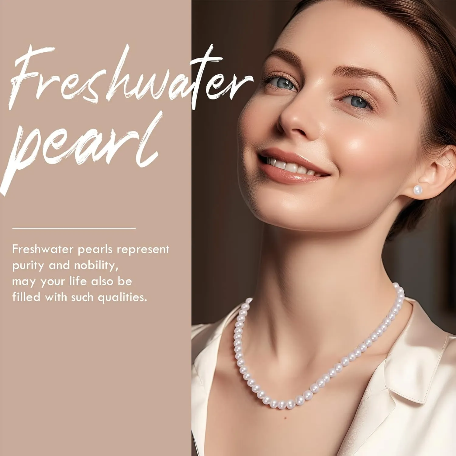 AOOVOO Freshwater Cultured Pearl Necklace Set - Real Pearl Necklace Set Includes Stunning Bracelet and Stud Earrings Jewelry Set for Women