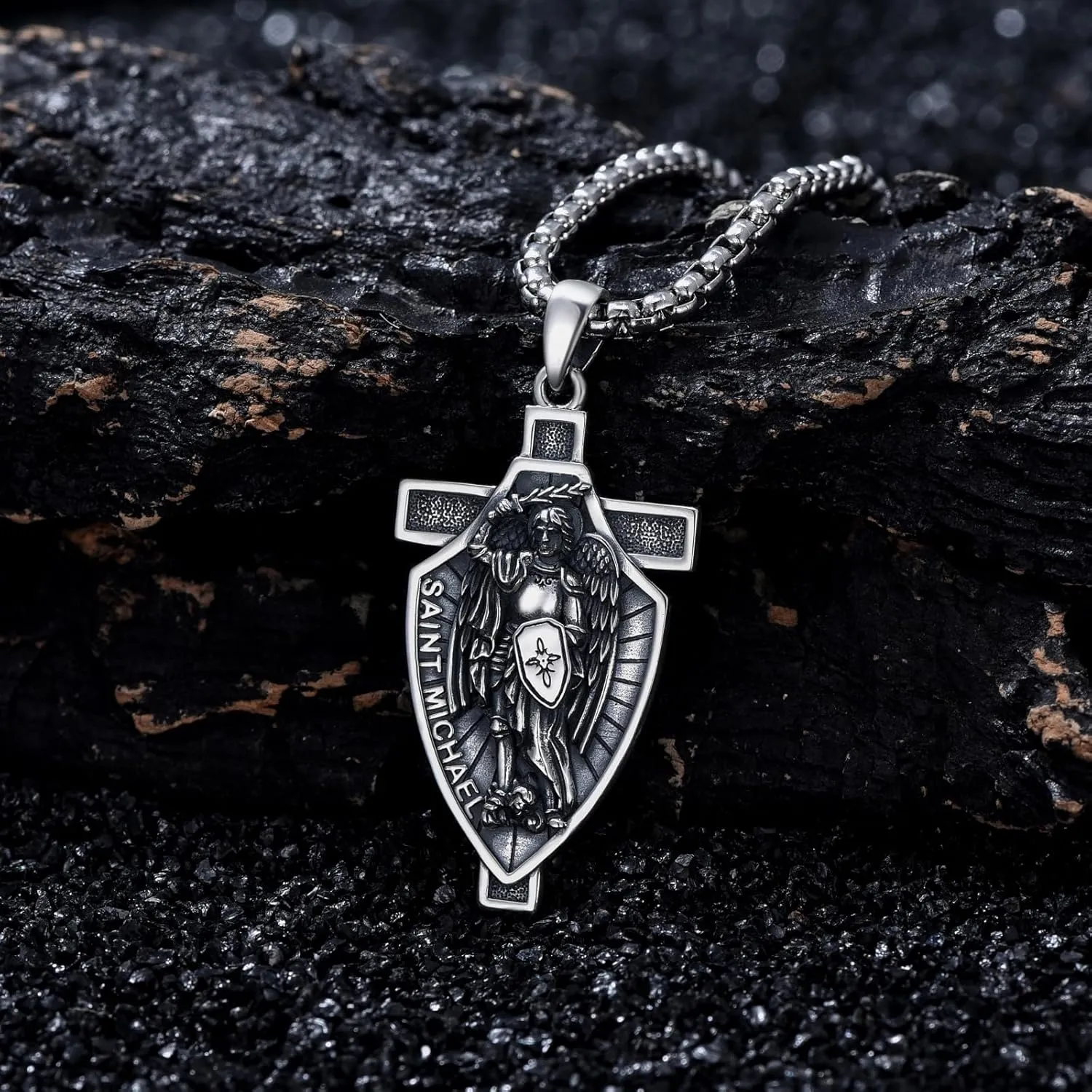 Archangel St Michael/Gabriel/Raphael/Uriel Necklace 925 Sterling Silver Religious Pendants Bible Jewelry Gifts for Men
