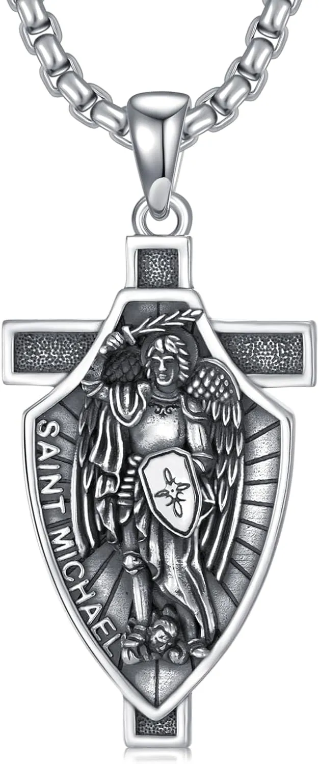Archangel St Michael/Gabriel/Raphael/Uriel Necklace 925 Sterling Silver Religious Pendants Bible Jewelry Gifts for Men