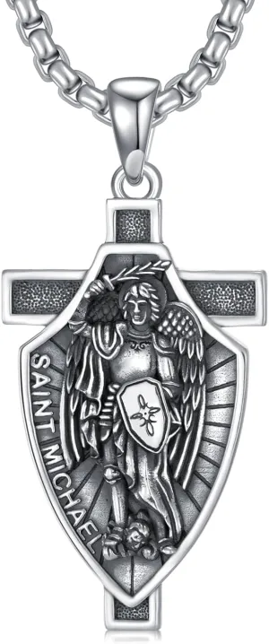 Archangel St Michael/Gabriel/Raphael/Uriel Necklace 925 Sterling Silver Religious Pendants Bible Jewelry Gifts for Men