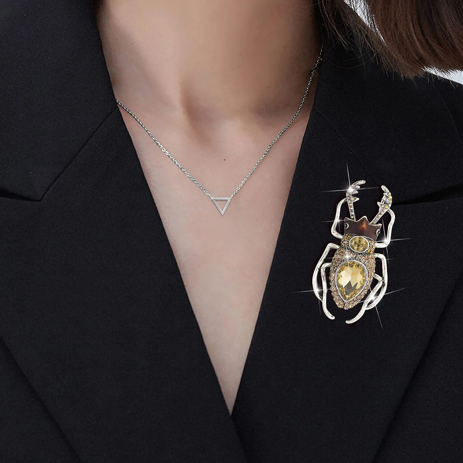 Austrian Crystals Insect Brooch Enamel Fashion Sparkle Cute Beatles Broches Pin Jewelry Stunning Brooch for Men Girl Women Party Christmas Mothers Birthday Gift