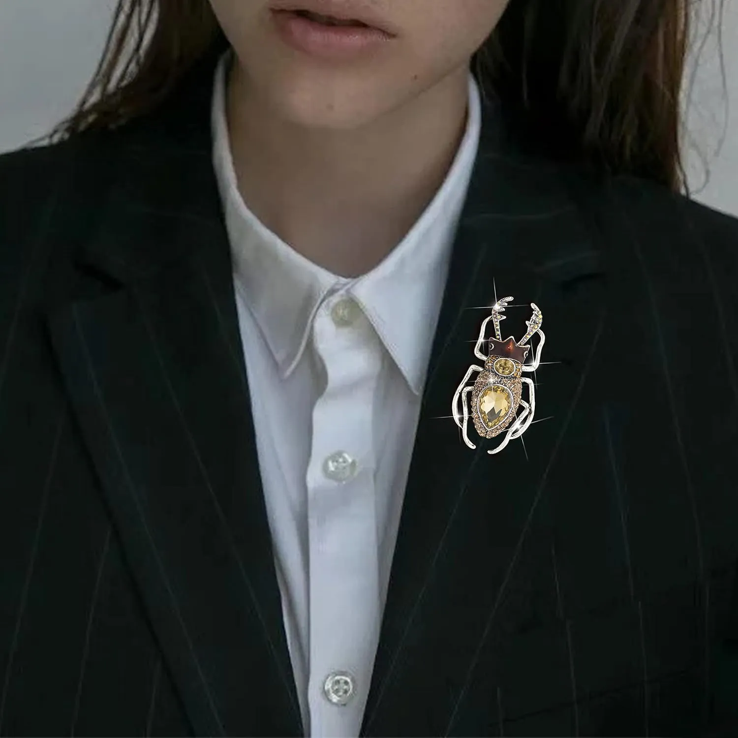 Austrian Crystals Insect Brooch Enamel Fashion Sparkle Cute Beatles Broches Pin Jewelry Stunning Brooch for Men Girl Women Party Christmas Mothers Birthday Gift