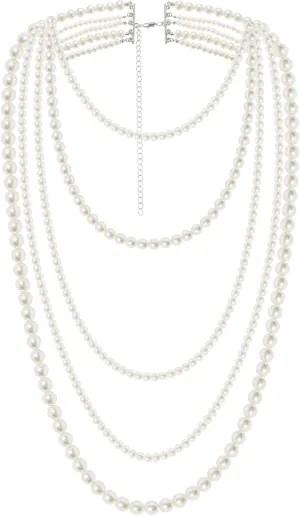 BABEYOND Long Pearl Necklace Faux Pearls Necklace Set Beaded Long Pearls Necklace 1920s Gatsby Costume Jewelry