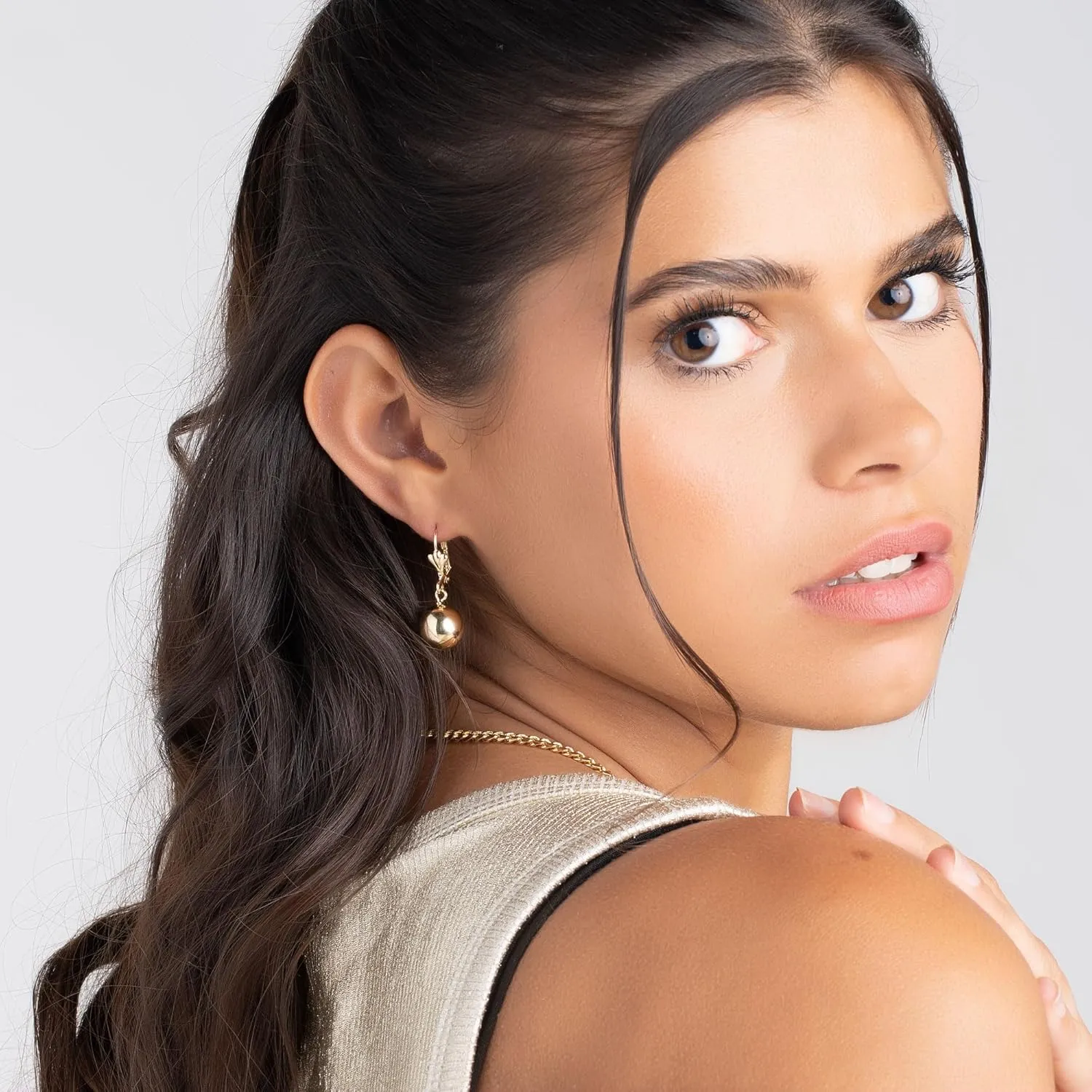 Barzel 18K Gold Plated Dangling Ball Drop Earrings, 8-12mm Sizes, Gold Plated, Tarnish Free, Made in Brazil