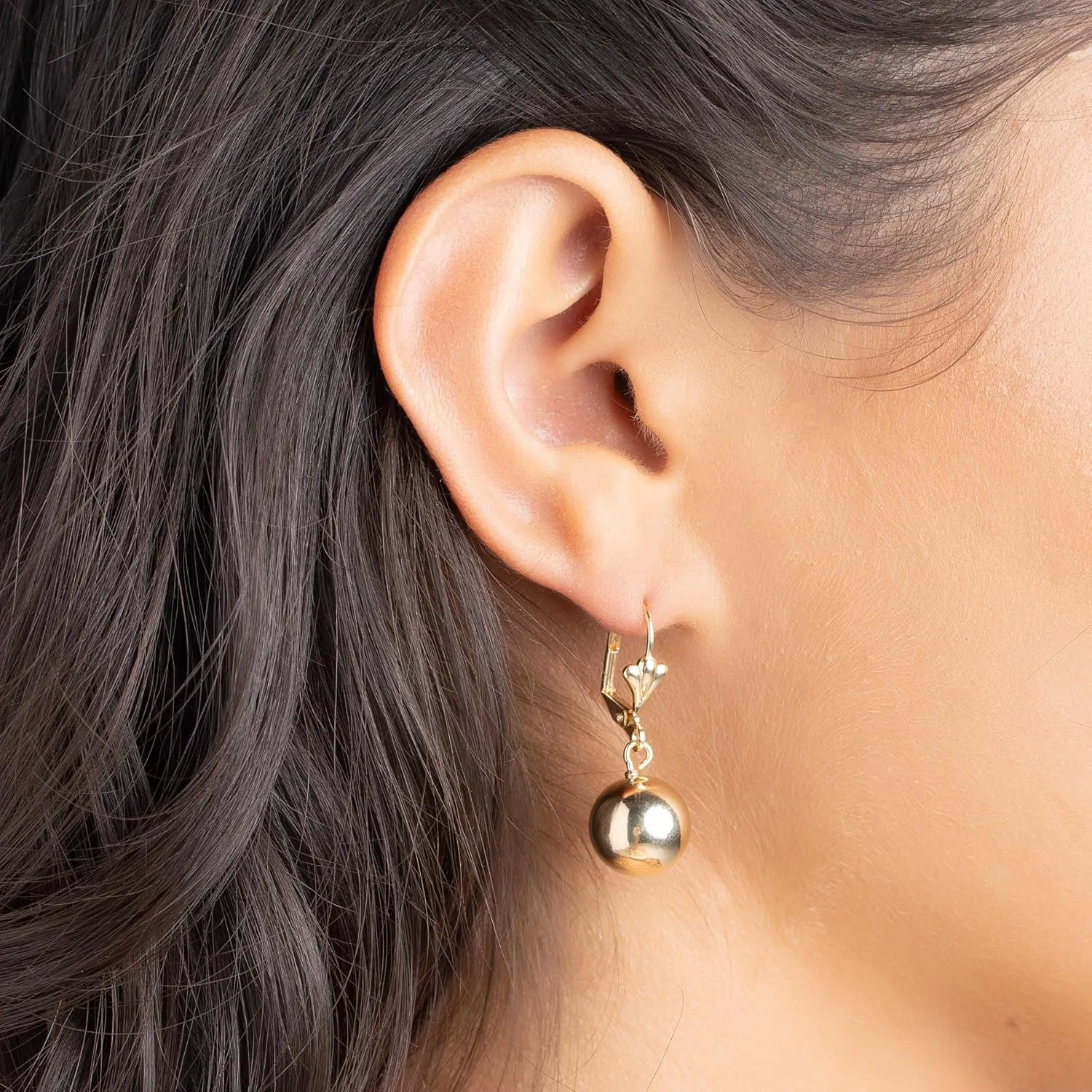 Barzel 18K Gold Plated Dangling Ball Drop Earrings, 8-12mm Sizes, Gold Plated, Tarnish Free, Made in Brazil