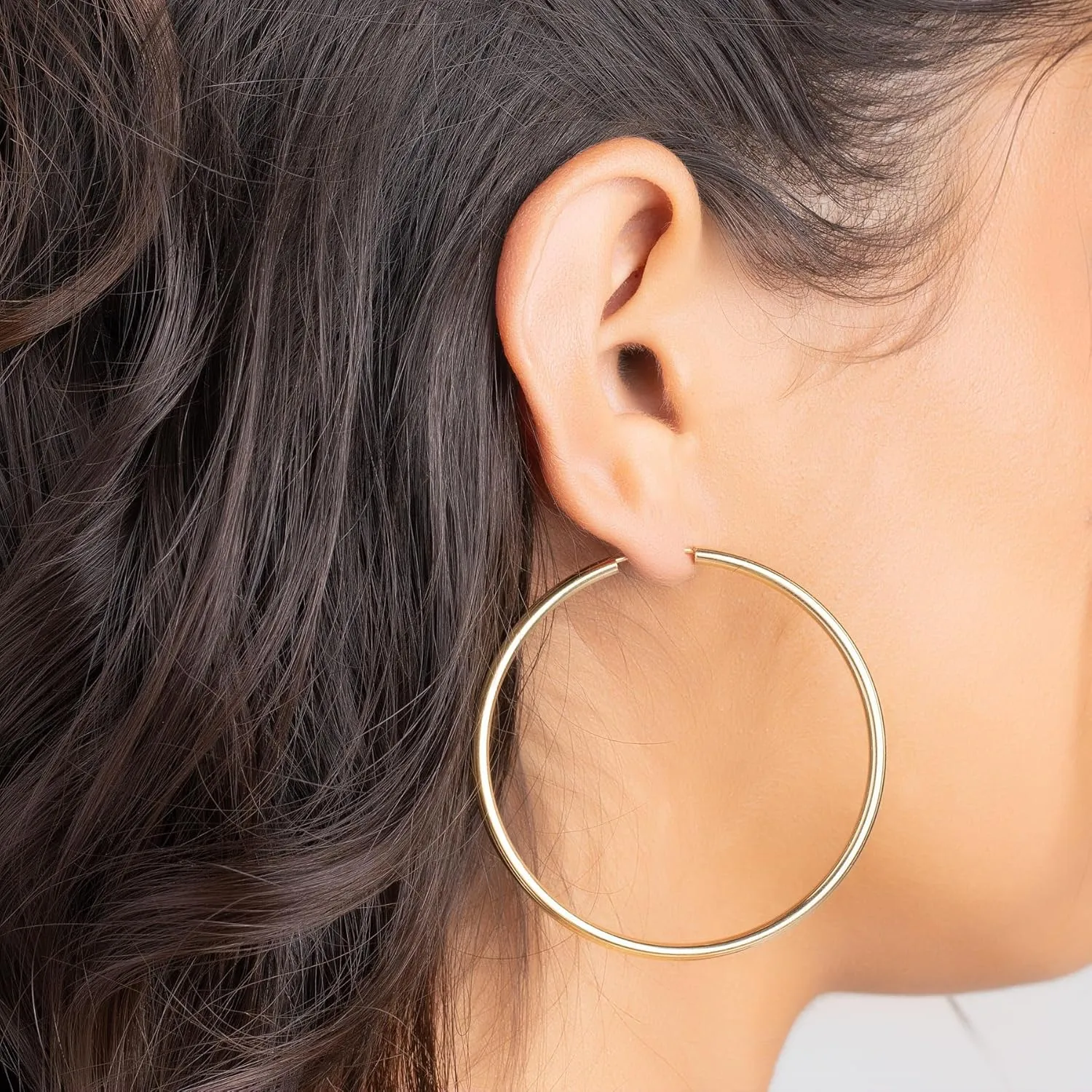 Barzel 18K Gold Plated Endless Hoop Earrings, 3mm Thick, Varying Sizes 40-70mm, High Polish Finish, Tarnish Free