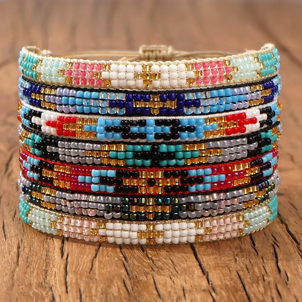 Bead Bracelets For Women Trendy Minimalist Y2K Bohemian New Glass Beads Chain Handmade Adjustable Jewelry