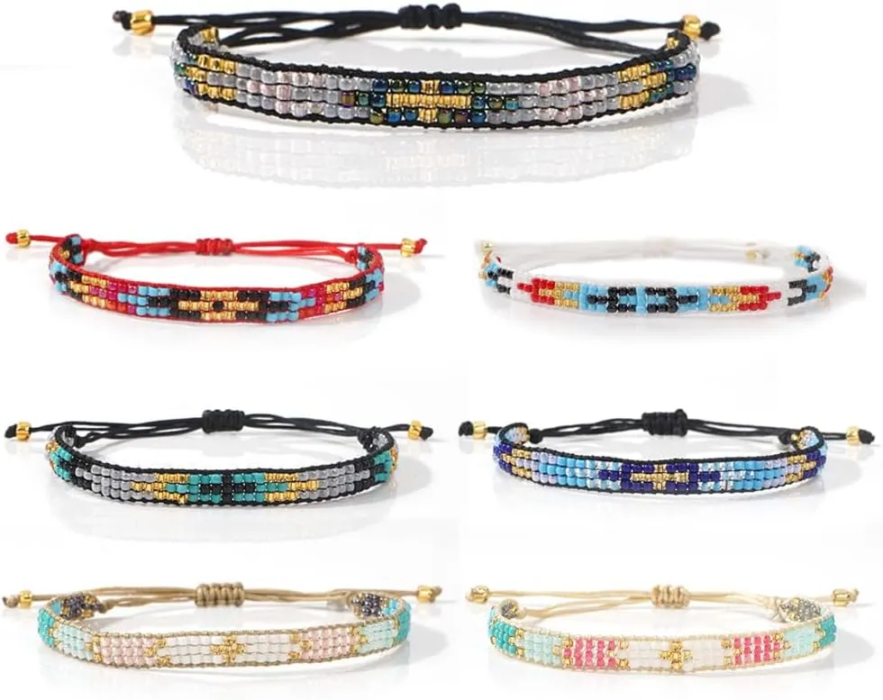 Bead Bracelets For Women Trendy Minimalist Y2K Bohemian New Glass Beads Chain Handmade Adjustable Jewelry