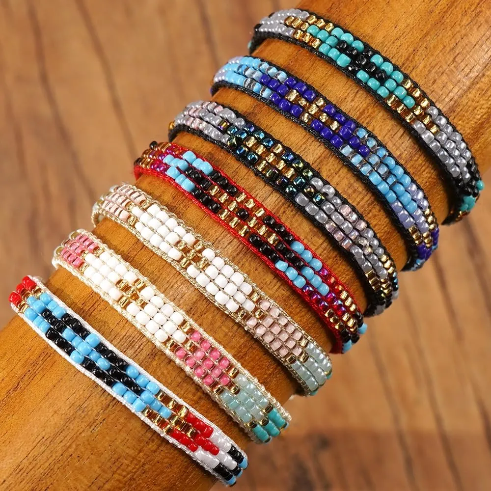 Bead Bracelets For Women Trendy Minimalist Y2K Bohemian New Glass Beads Chain Handmade Adjustable Jewelry