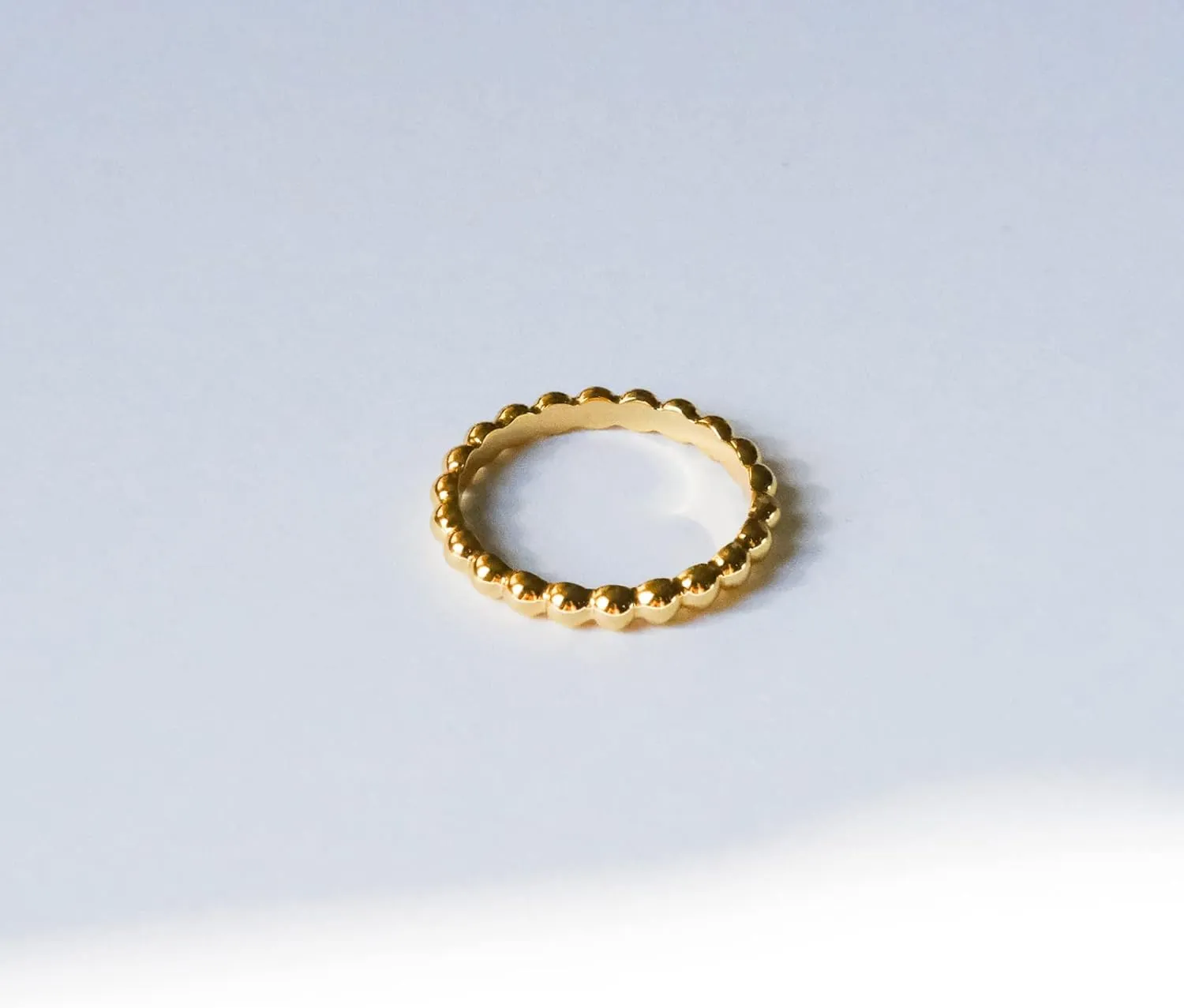 Beaded Band Engagement Ring | Bold Beaded Ring with A Solitaire CZ | 18K Gold Vermeil | Solitaire Gemstone Wedding Ring Stacking Band