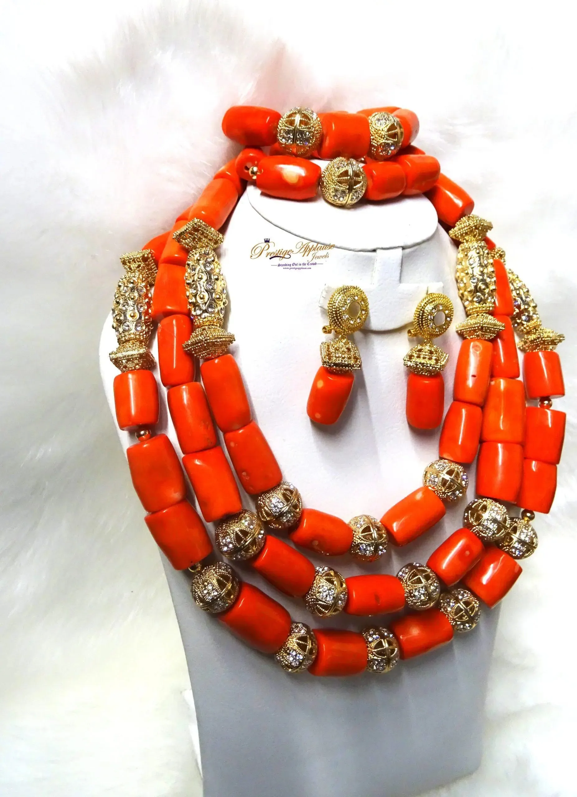 Beautiful Bold Coral Bridal wedding  Necklace African Coral Jewellery