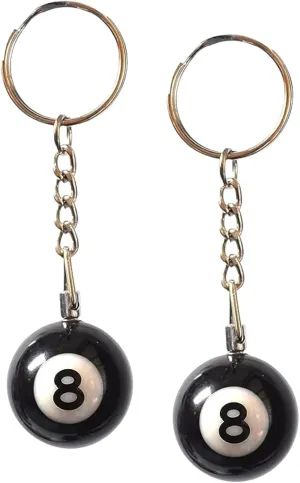 BeeSpring 2 Pcs 8 Ball Keychain Billiards Ball Keyring Creative Number Black Billiard Key Ring Key Chains Gift for Billiards Lover Accessories Sports Souvenirs (0.98in)