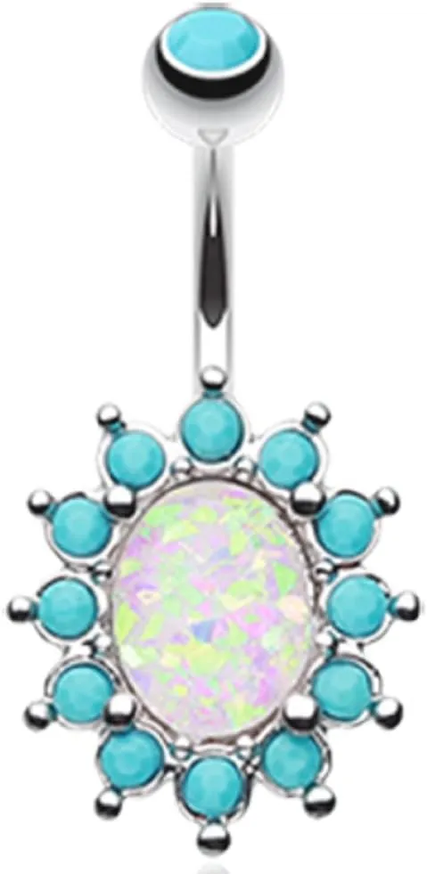 Belly Button Ring Navel Elegant Opal Turquoise 14g