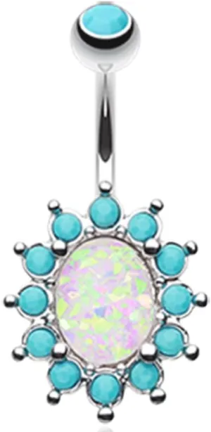 Belly Button Ring Navel Elegant Opal Turquoise 14g