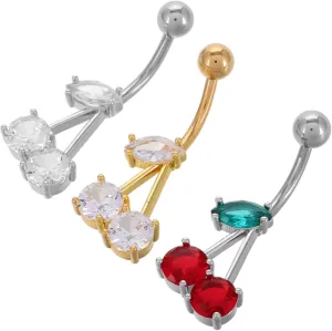 Belly Ring Set 3pcs Body Pierced Jewelry Women's Navel Rings Bellybutton Jewelry Piercing Cherry Zircon