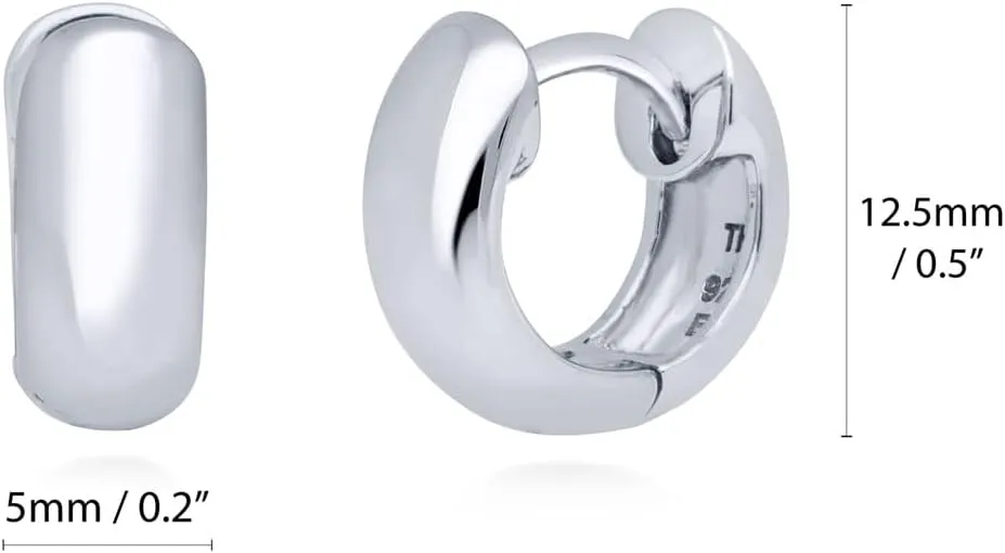 BERRICLE Sterling Silver Dome Small Fashion Hoop Huggie Earrings for Women 0.5 inch (Yellow Gold Flashed, Rhodium Plated)