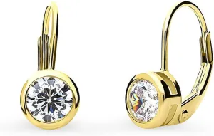 BERRICLE Sterling Silver Solitaire 1.2 Carat Bezel Set Round Cut Cubic Zirconia CZ Anniversary Leverback Dangle Drop Earrings for Women (Rose Gold Flashed, Yellow Gold Flashed, Rhodium Plated)